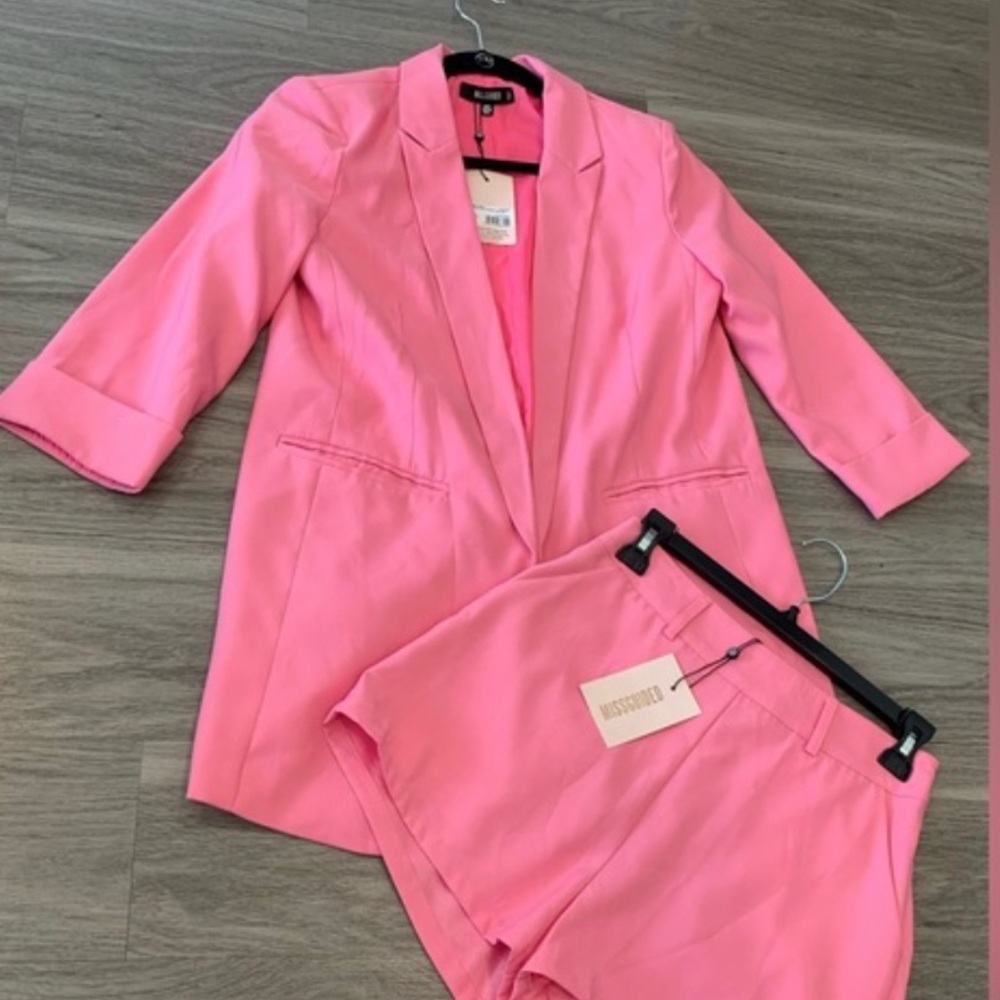 Missguided Pink Blazer and Shorts Set